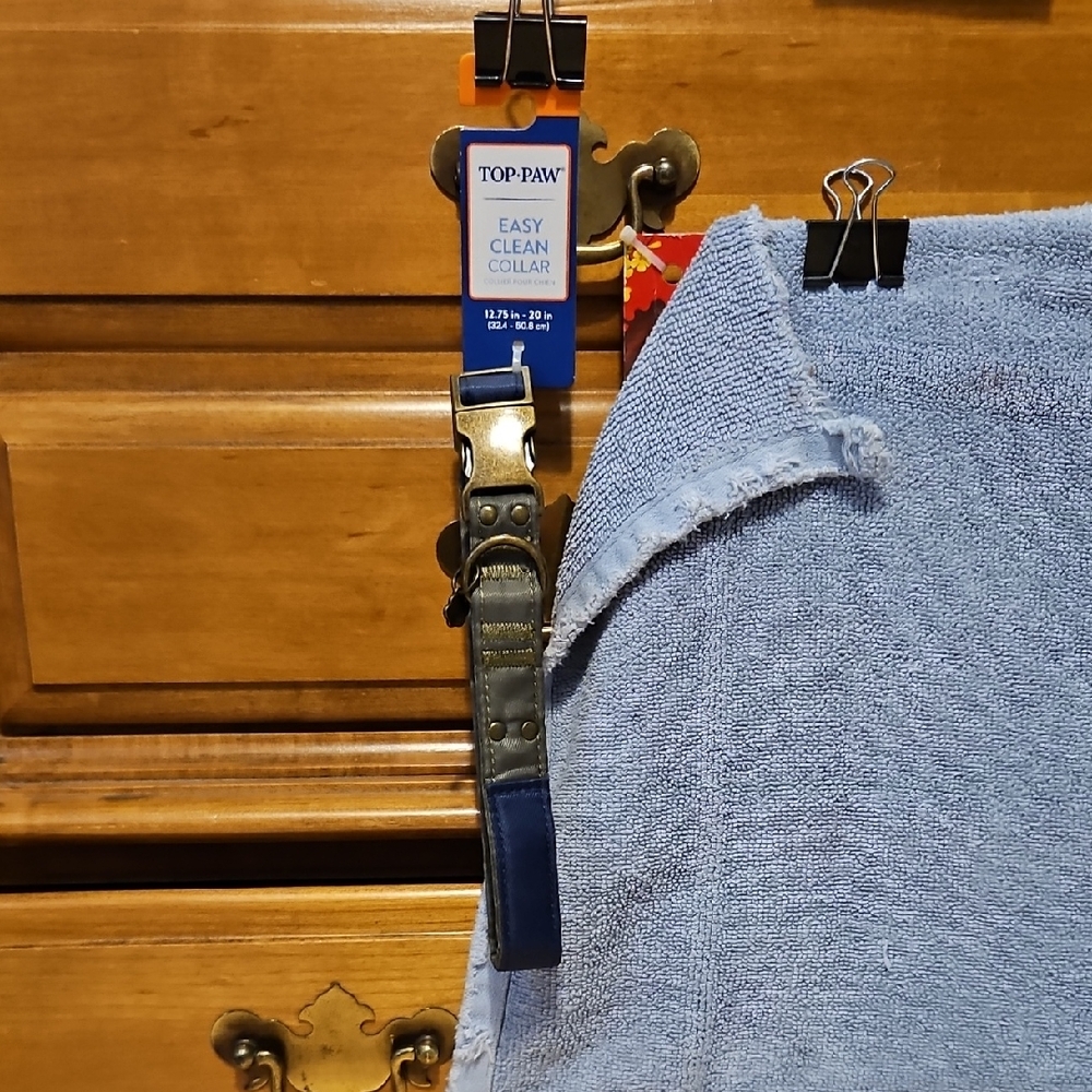 Top Paw Easy Clean Dog Collar in Blue and Brown with Metal Buckle 12.75-20 Inch